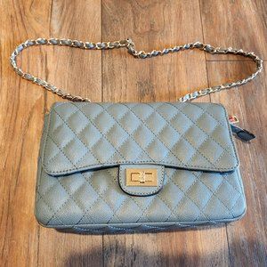 NWOT Light Blue Quilted Crossbody Satchel Bag